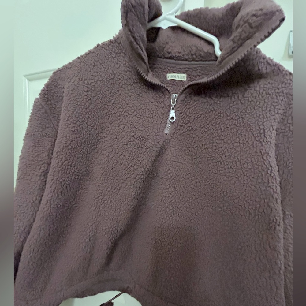 Purple teddy bear two piece pajama set - quarter zip, long sweat pants